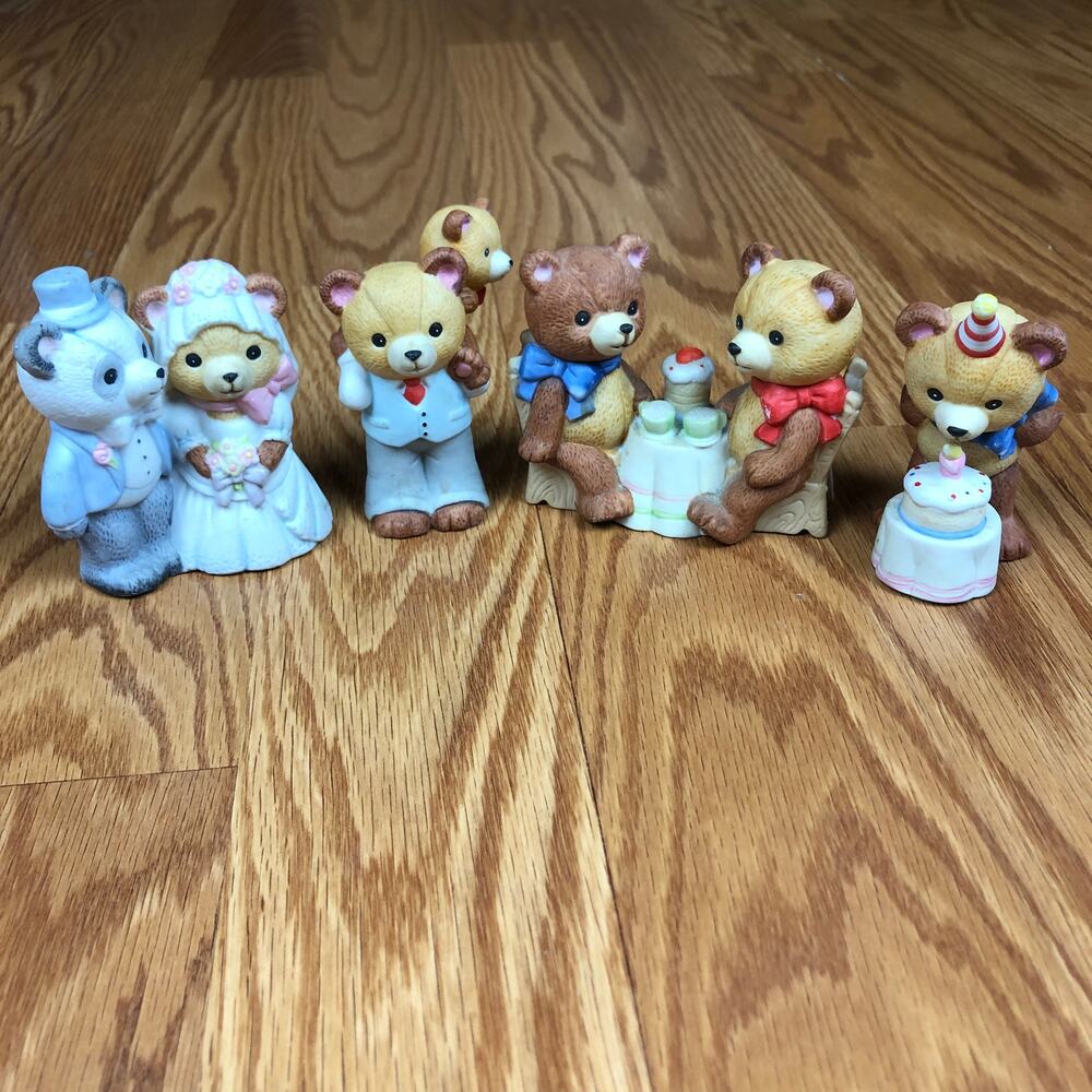 Wallace Berrie Party Bears Collectible Ceramics - Lot of 4